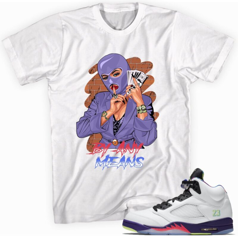 Air Jordan 5 Retro Alternate Bel Air Black T Shirt By Any Means Matching Outfits 1