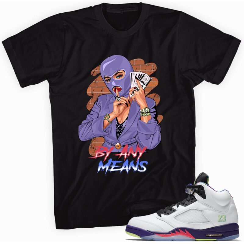 Air Jordan 5 Retro Alternate Bel-Air Black T-Shirt - By Any Means Matching Outfits