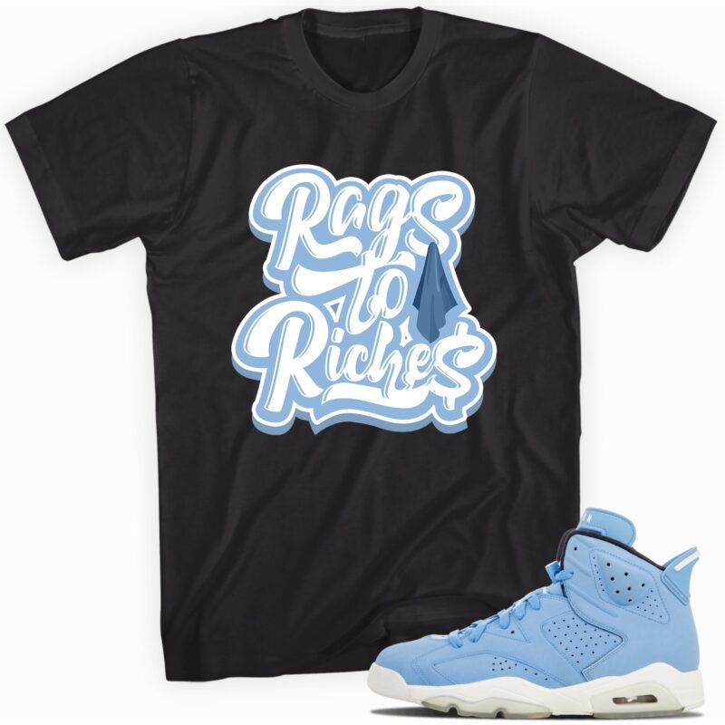 Air Jordan 6 Retro Still Blue T Shirt Rags to Riches Matching Outfits 1