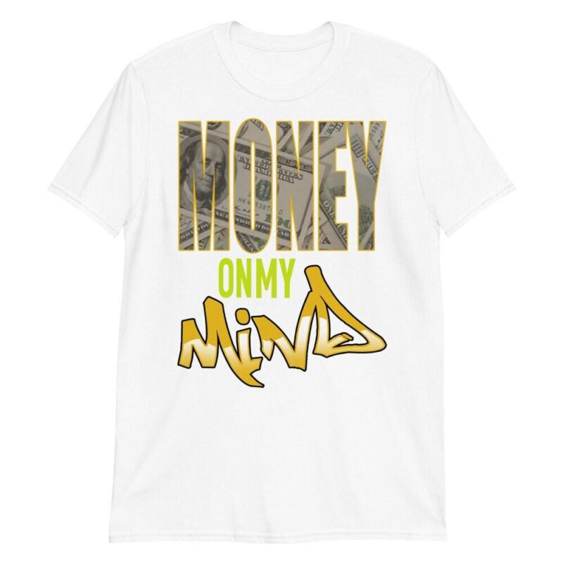 Custom Made to Match Air Jordan 1 Retro High OG Volt Gold T Shirt Money On My Mind Matching Outfits 2