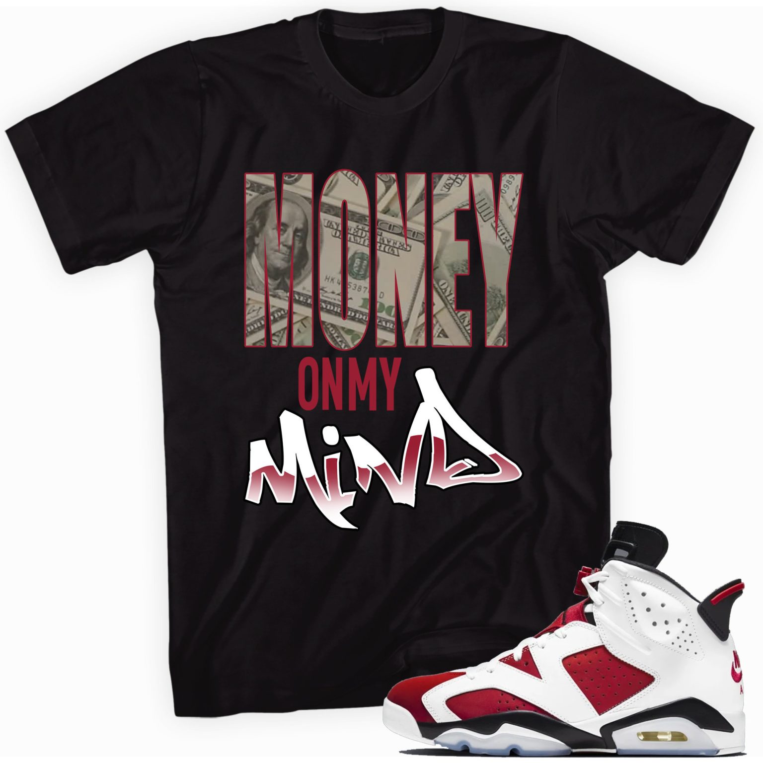 Custom Made to Match - Air Jordan 4 Retro Fire Red 2020 T-Shirt - Money On My Mind Matching Outfits