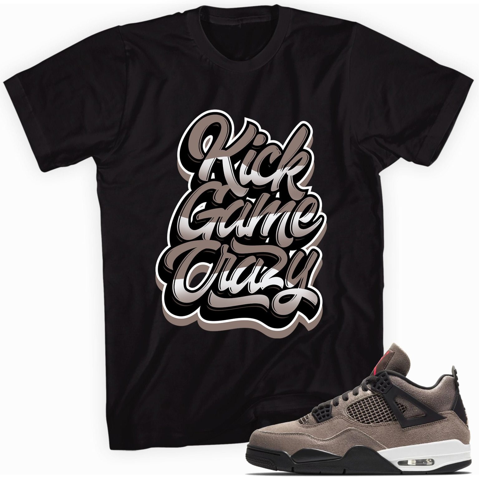 Custom Made to Match - Air Jordan 4 Retro Taupe Haze T-Shirt - Kicks Game Crazy Matching Outfits