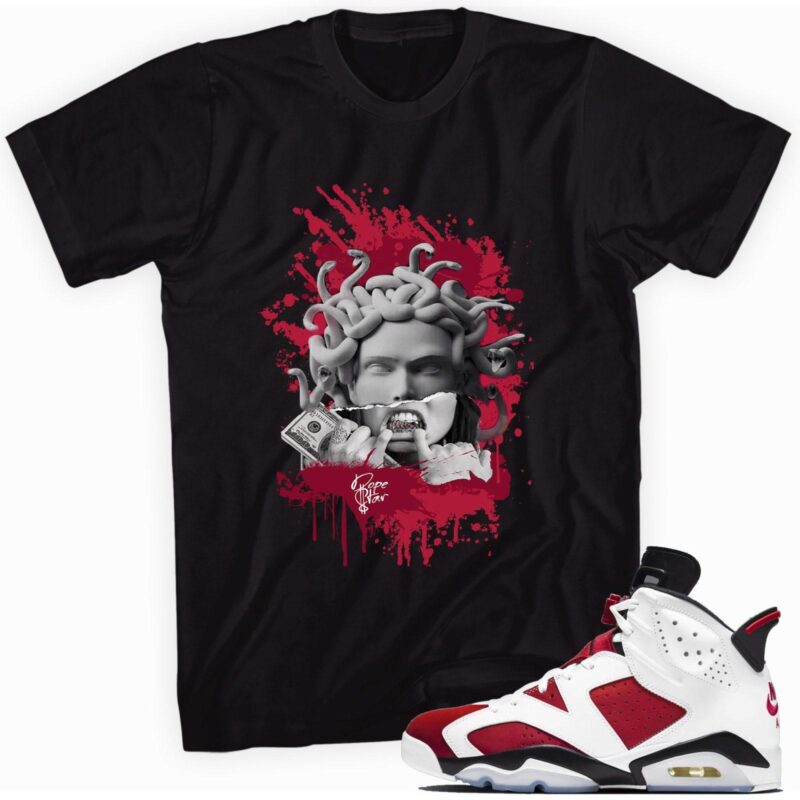Custom Made to Match Air Jordan 6 Retro Carmine 2021 T Shirt Medusa Matching Outfits 1