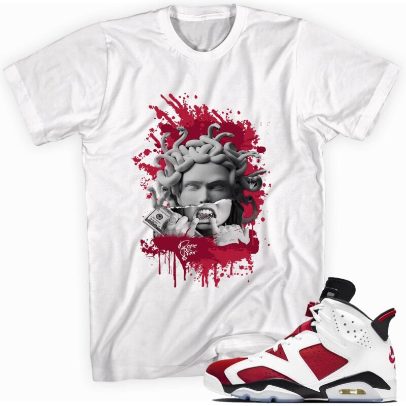 Custom Made to Match - Air Jordan 6 Retro Carmine 2021 T-Shirt - Medusa Matching Outfits