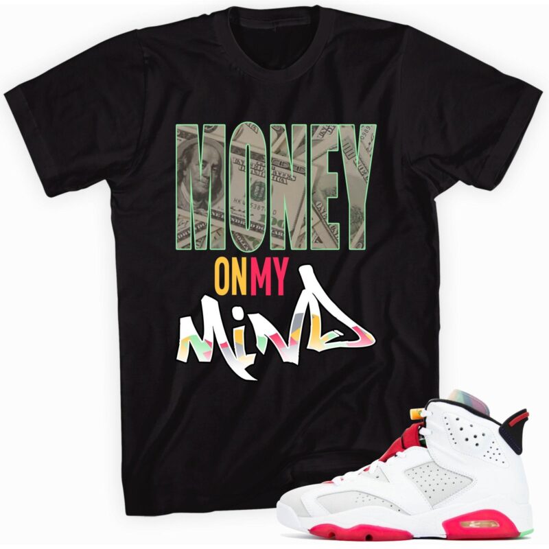 Custom Made to Match - Air Jordan 6 Retro Hare T-Shirt - Money On My Mind Matching Outfits