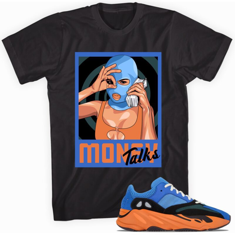 Custom shirt made to match Yeezy Boost 700 Bright Blue T-Shirt - Money Talks Matching Outfits