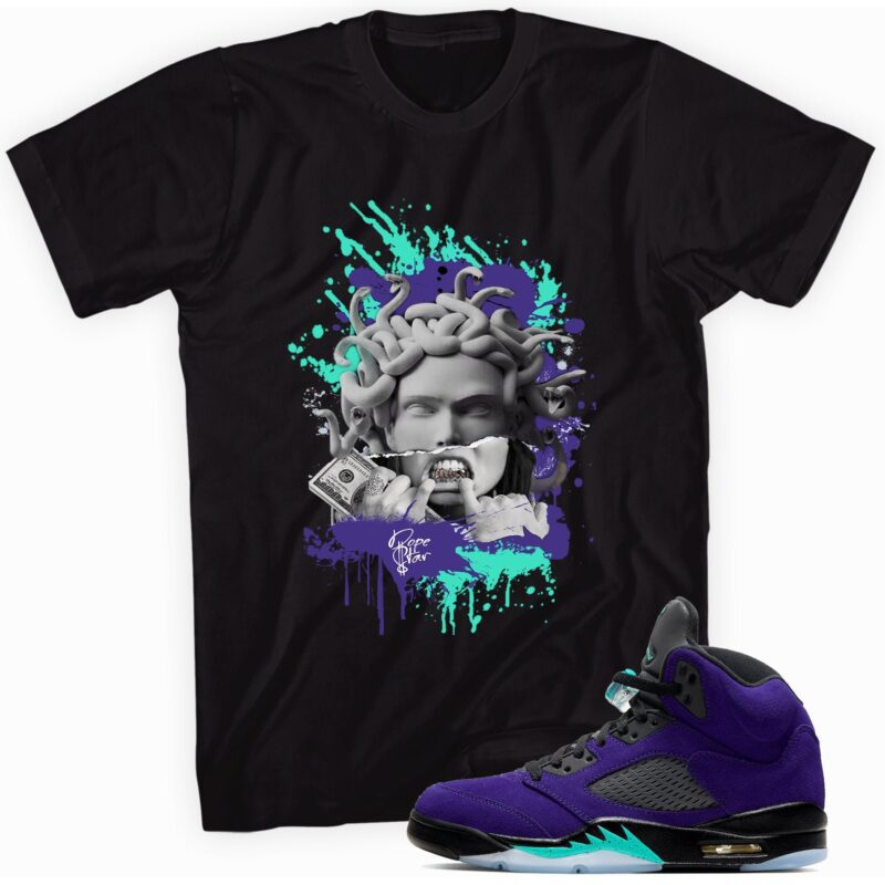 Medusa T-Shirt Made to Match Air Jordan 5 Retro Alternate Grape
