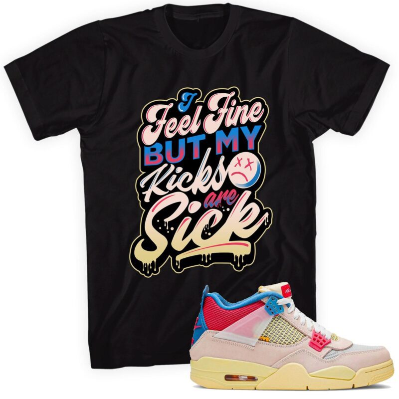 New Black Unisex T-Shirt Made For Air Jordan 4 Retro Union Guava Ice Sneaker Matching Outfits