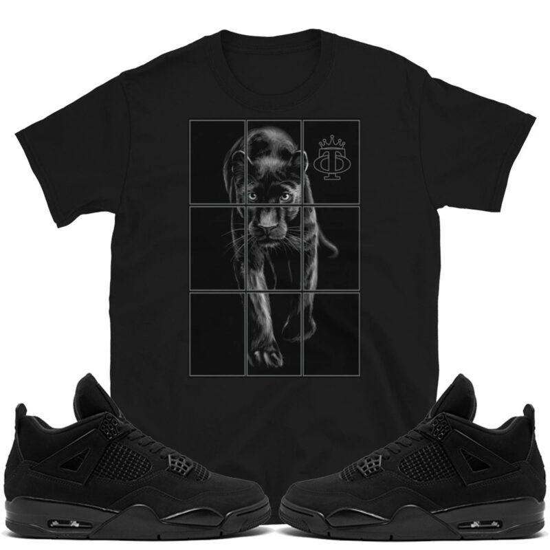 Panther T-Shirt Matches Air Jordan 4 "Black Cat" 2020 Matching Outfits