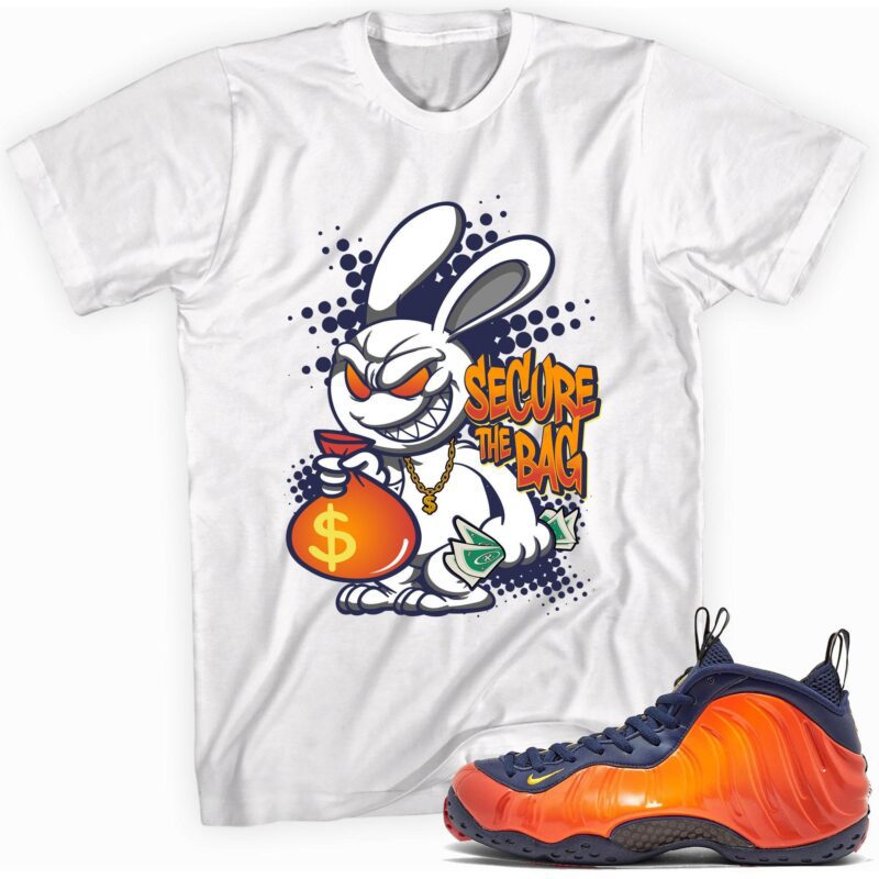 Secure the Bag Sneaker T-Shirt Made for Air Foamposite One Blue Void Rugged Orange Matching Outfits