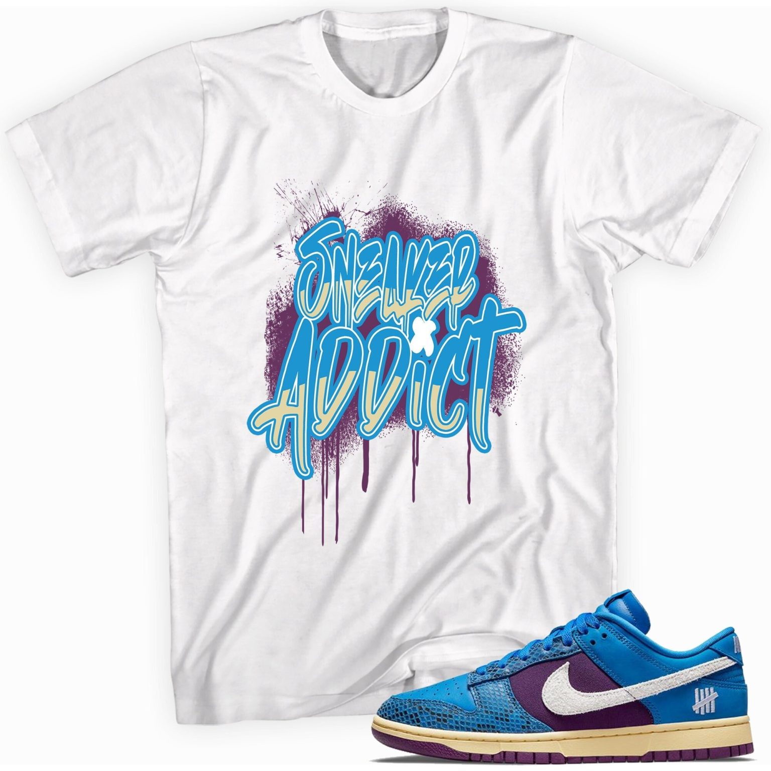 Sneaker Addict Adult Unisex Sneaker T-Shirt Made to Match Dunk Low Undefeated 5 On It Dunk vs. AF1