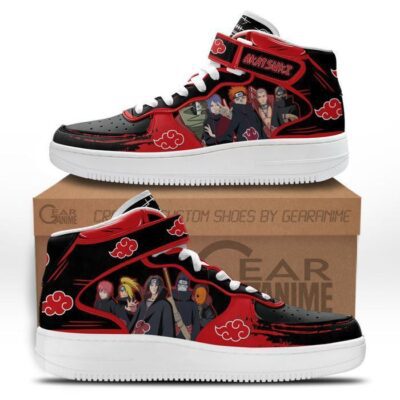 Akatsuki Team Sneakers Air Mid Custom Anime Shoes for Otaku