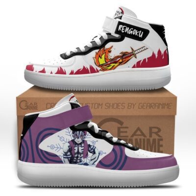 Akaza and Rengoku Sneakers Air Mid Custom Anime Demon Slayer Shoes