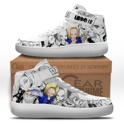Android 18 Sneakers Air Mid Custom Dragon Ball Anime Shoes Mix Manga