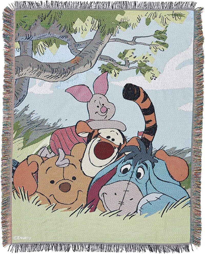 Disney's Winnie The Pooh "All My Friends" Woven Tapestry Throw Blanket