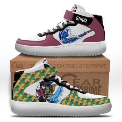 Giyu Tomioka Sneakers Air Mid Custom Anime Demon Slayer Shoes