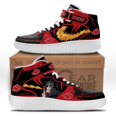Itachi Uchiha Katon Sneakers Air Mid Custom Akatsuki Anime Shoes