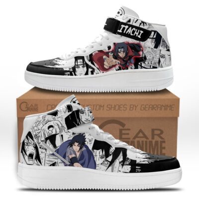 Itachi and Sasuke Sneakers Air Mid Custom Anime Shoes Mix Manga