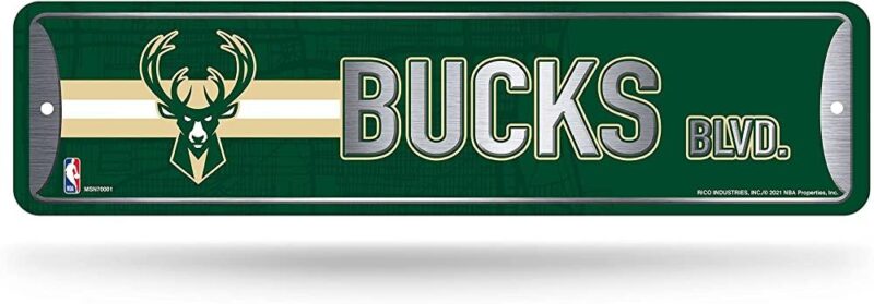 NBA Milwaukee Bucks Home Decor Metal Street Sign