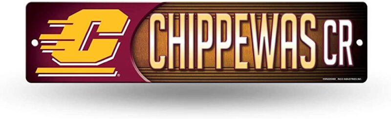 NCAA Central Michigan Chippewas Metal Street Sign Decor