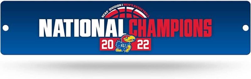 NCAA Kansas Jayhawks 2022 NCAA Men's Basketball National Champions Metal Street Sign