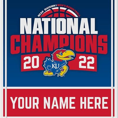 NCAA Kansas Jayhawks 2022 NCAA Men's Basketball National Champions Personalized Custom Metal Parking Sign Wall Decor Indoor Ourdoor