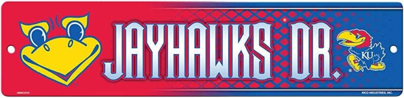 NCAA Kansas Jayhawks Metal Street Sign Decor