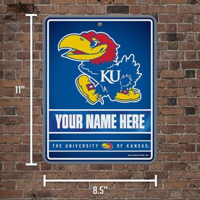 NCAA Kansas Jayhawks Personalized Custom Metal Parking Sign Wall Decor Indoor Ourdoor 5