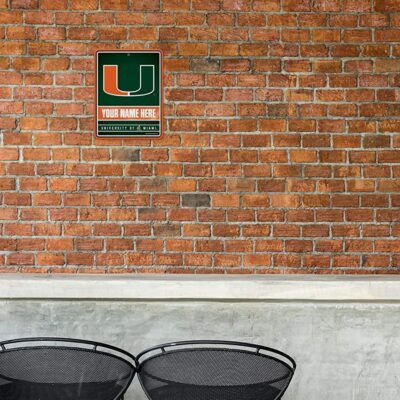 NCAA Miami Hurricanes Personalized Custom Metal Parking Sign Wall Decor Indoor Ourdoor 1