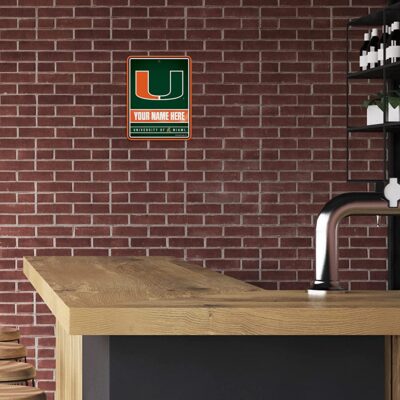 NCAA Miami Hurricanes Personalized Custom Metal Parking Sign Wall Decor Indoor Ourdoor 3