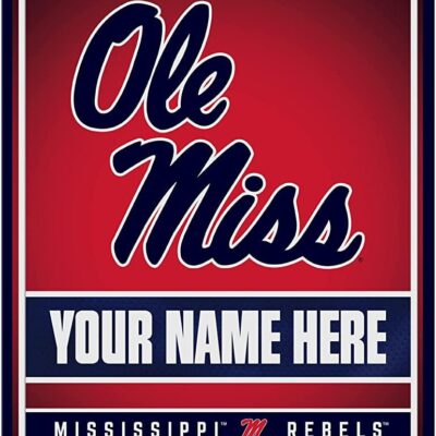 NCAA Mississippi Rebels Personalized Custom Metal Parking Sign Wall Decor Indoor Ourdoor
