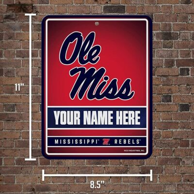 NCAA Mississippi Rebels Personalized Custom Metal Parking Sign Wall Decor Indoor Ourdoor 5