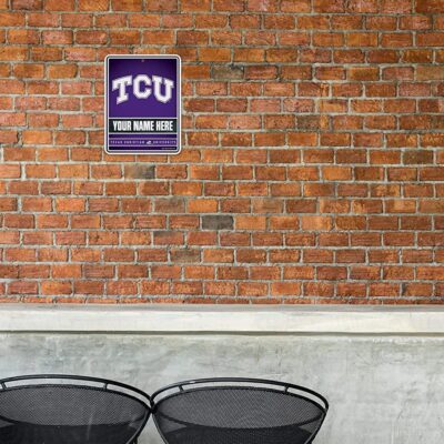NCAA TCU Horned Frogs Personalized Custom Metal Parking Sign Wall Decor Indoor Ourdoor 1