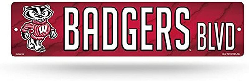 NCAA Wisconsin Badgers Metal Street Sign Decor