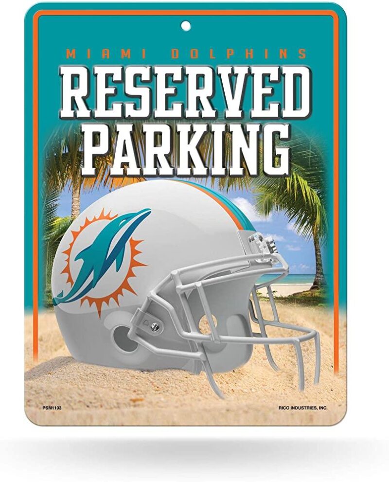 NFL Miami Dolphins Metal Parking Sign Wall Decor Indoor Ourdoor