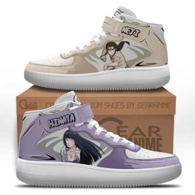 Neji and Hinata Hyuga Sneakers Air Mid Custom Anime Shoes for Otaku