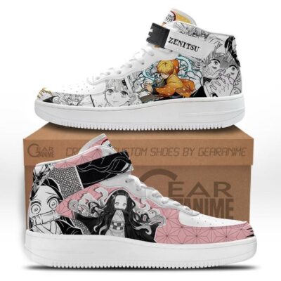 Nezuko Zenitsu Sneakers Air Mid Demon Slayer Anime Shoes Mix Manga