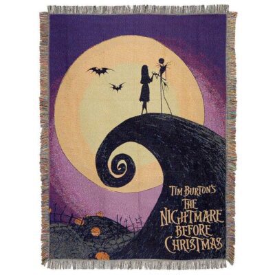 Nightmare Before Christmas, Linework Poster Woven Tapestry Throw Blanket
