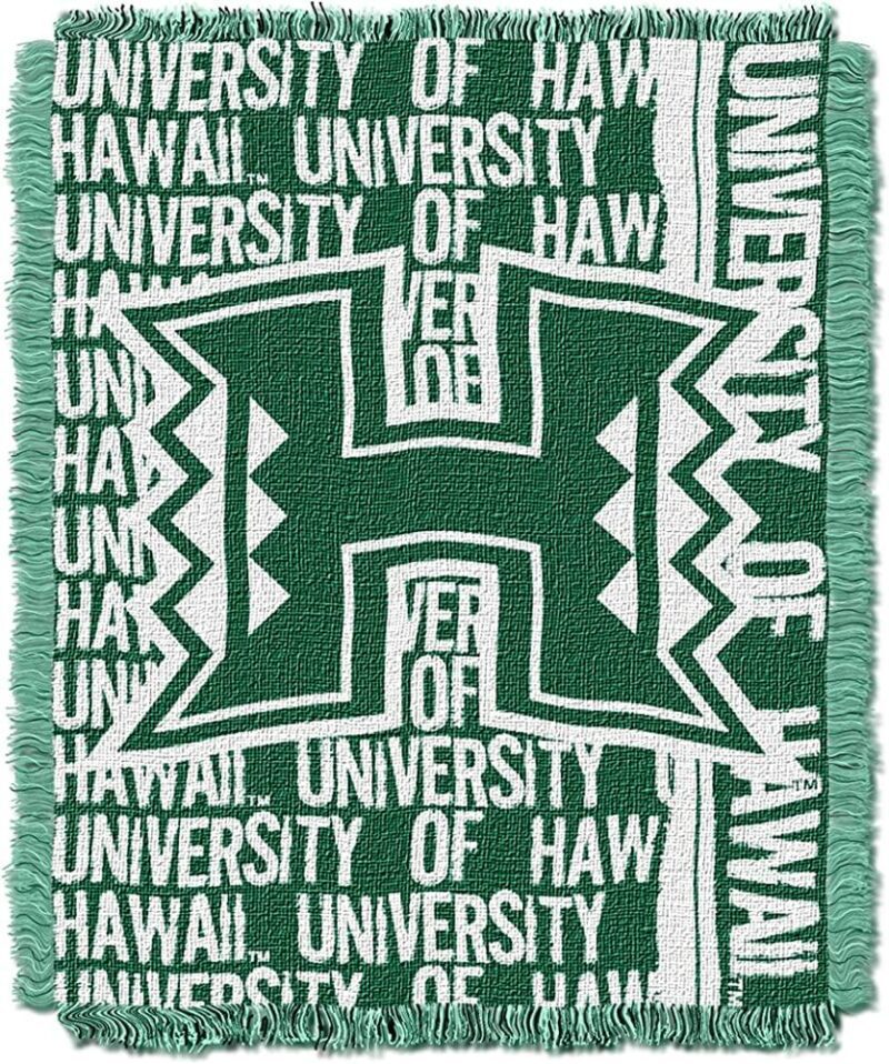 Northwest NCAA Hawaii Rainbow Warriors Woven Jacquard Throw Blanket Double Play