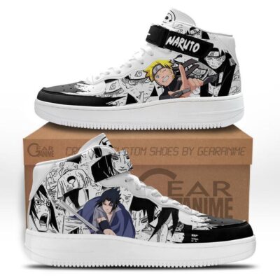 Nrt Uzumaki and Sasuke Sneakers Air Mid Custom Anime Shoes Mix Manga