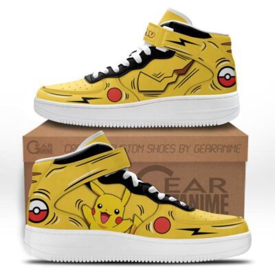 Pikachu Sneakers Air Mid Custom Pokemon Anime Shoes for Otaku