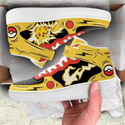 Pikachu Thunderbolt Sneakers Air Mid Pokemon Anime Shoes for Otaku 3