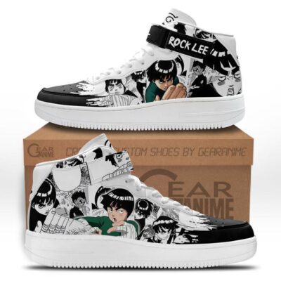 Rock Lee Sneakers Air Mid Custom Anime Shoes Mix Manga for Otaku