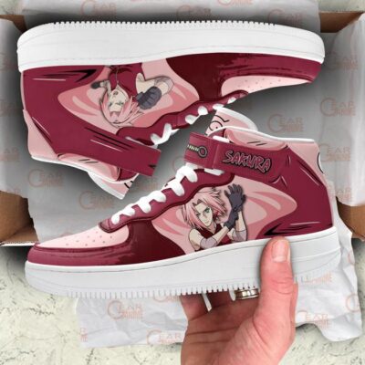 Sakura Haruno Sneakers Air Mid Custom Anime Shoes for Otaku 3