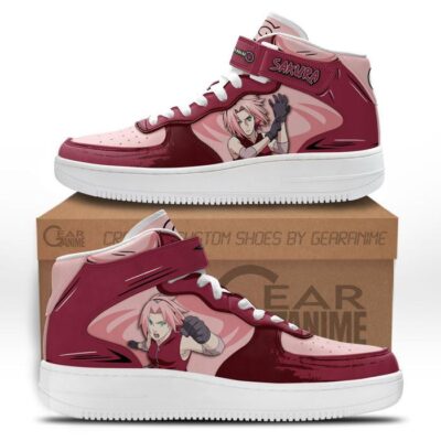 Sakura Haruno Sneakers Air Mid Custom Anime Shoes for Otaku