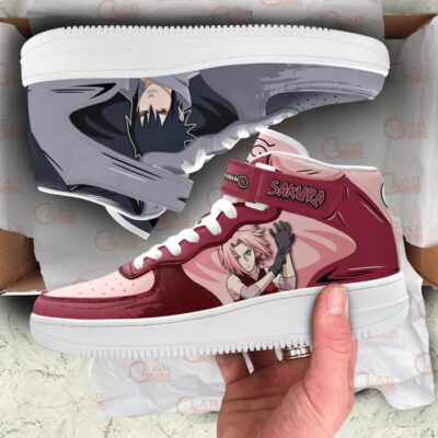 Sakura Haruno and Sasuke Uchiha Sneakers Air Mid Custom Anime Shoes 3 Sakura Haruno and Sasuke Uchiha Sneakers Air Mid Custom Anime Shoes 3