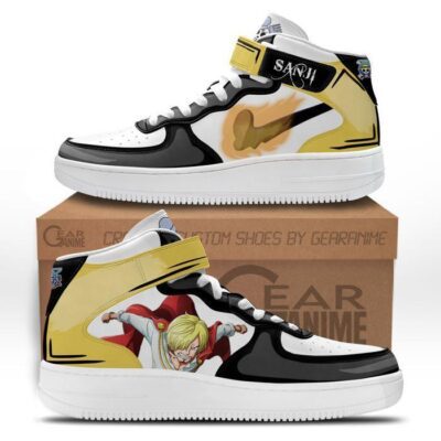 Sanji Sneakers Air Mid One Piece Custom Anime Shoes for Otaku