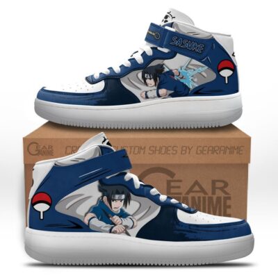 Sasuke Uchiha Young Sneakers Air Mid Custom Anime Shoes