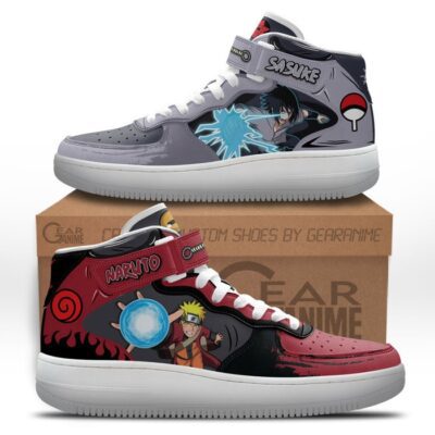Sasuke Uchiha and Nrt Uzumaki Sage Sneakers Air Mid Custom Anime Shoes