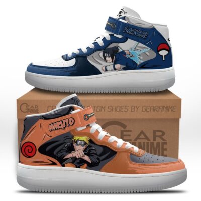 Sasuke Uchiha and Nrt Uzumaki Young Sneakers Air Mid Anime Shoes
